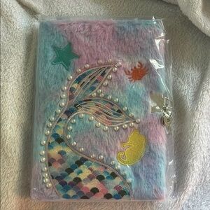 Mermaid-Themed Kids Diary with Lock - Multicolor faux fur new unopened
